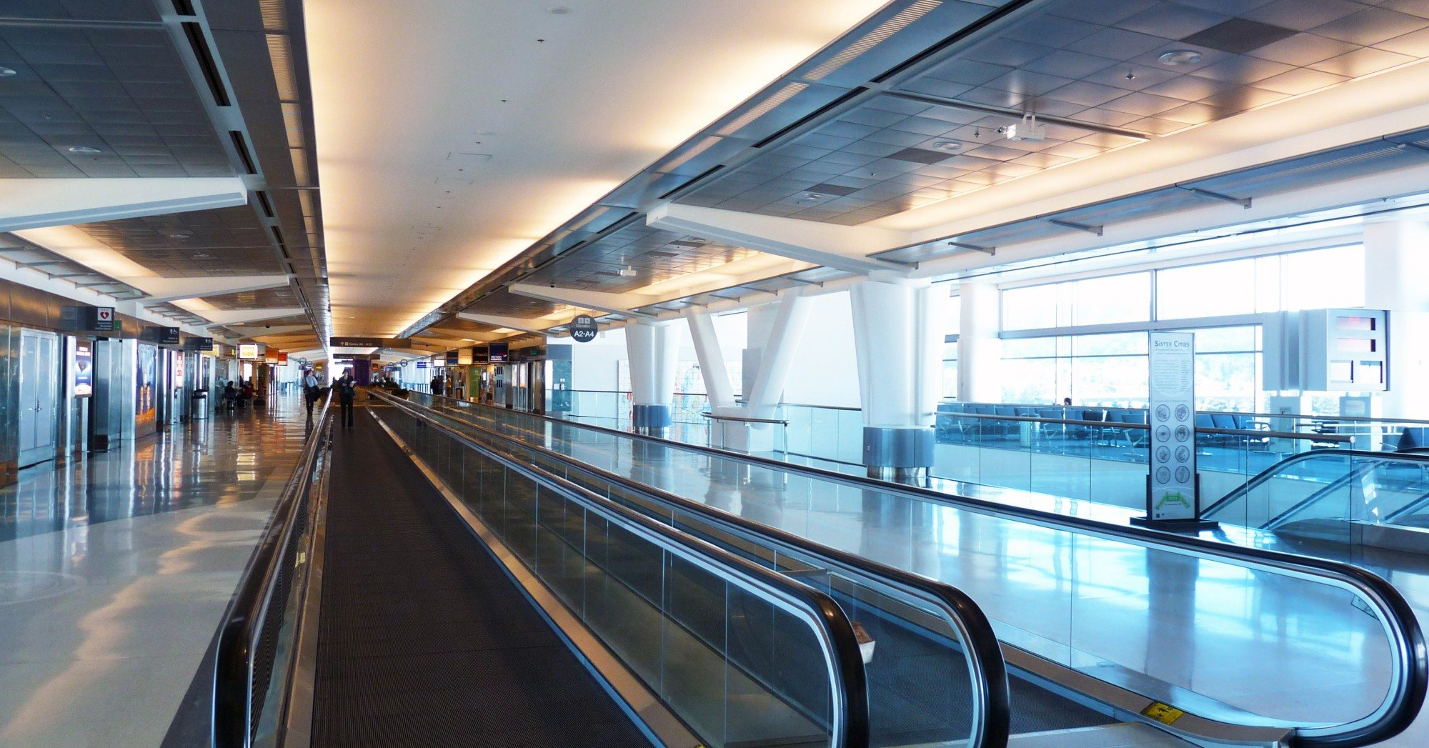 Moving walkway inside the International Terminal at San Francisco International Airport